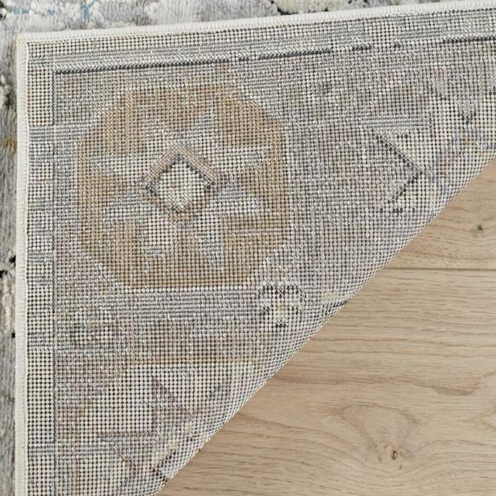 8' X 11' Beige and Gray Abstract Distressed Area Rug