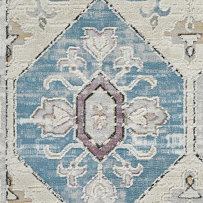 8' X 11' Beige and Gray Abstract Distressed Area Rug