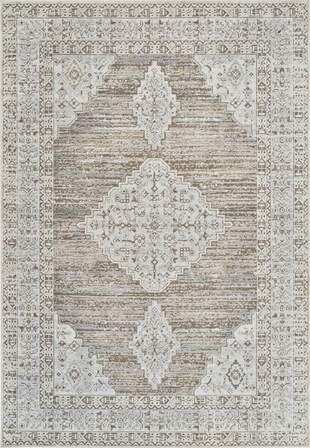 4' X 6' Beige and Brown Abstract Distressed Area Rug