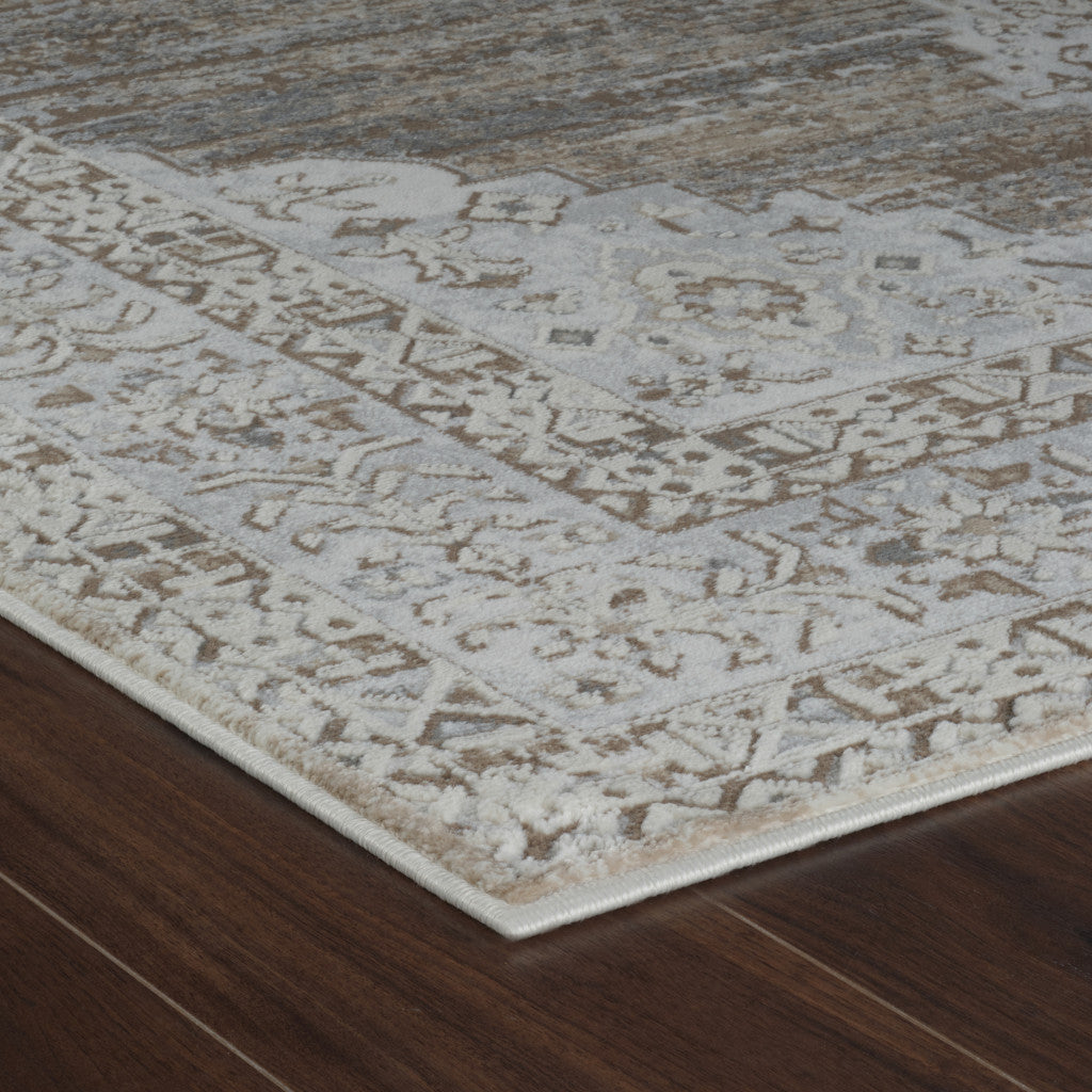 4' X 6' Beige and Brown Abstract Distressed Area Rug