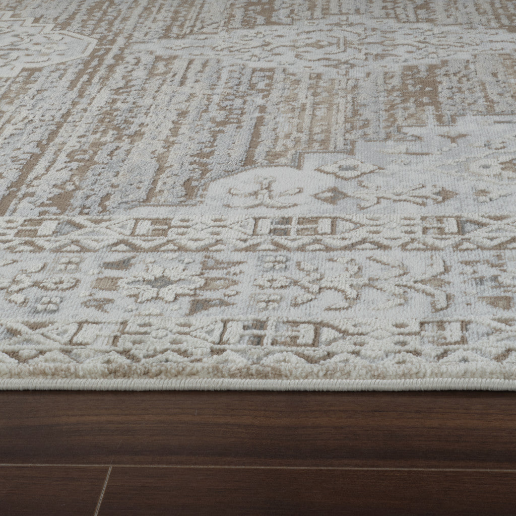 4' X 6' Beige and Brown Abstract Distressed Area Rug