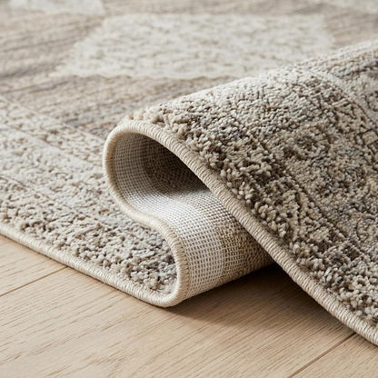 4' X 6' Beige and Brown Abstract Distressed Area Rug