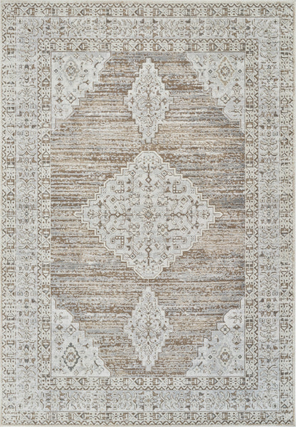 4' X 6' Beige and Brown Abstract Distressed Area Rug