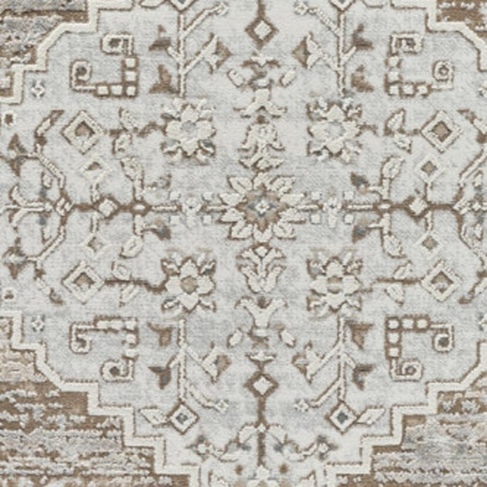 4' X 6' Beige and Brown Abstract Distressed Area Rug