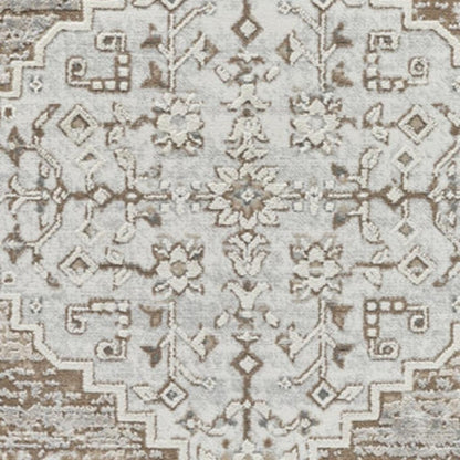 4' X 6' Beige and Brown Abstract Distressed Area Rug