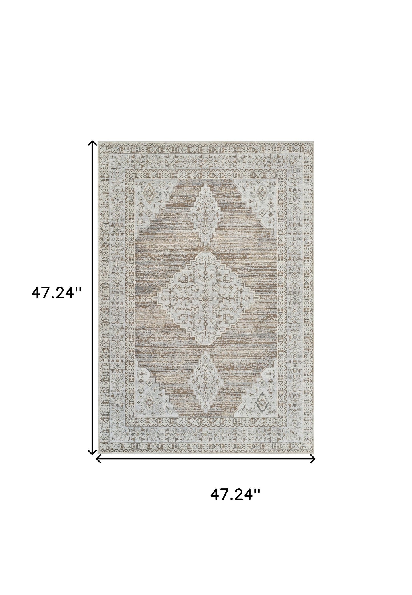 4' X 6' Beige and Brown Abstract Distressed Area Rug