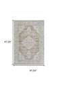 4' X 6' Beige and Brown Abstract Distressed Area Rug