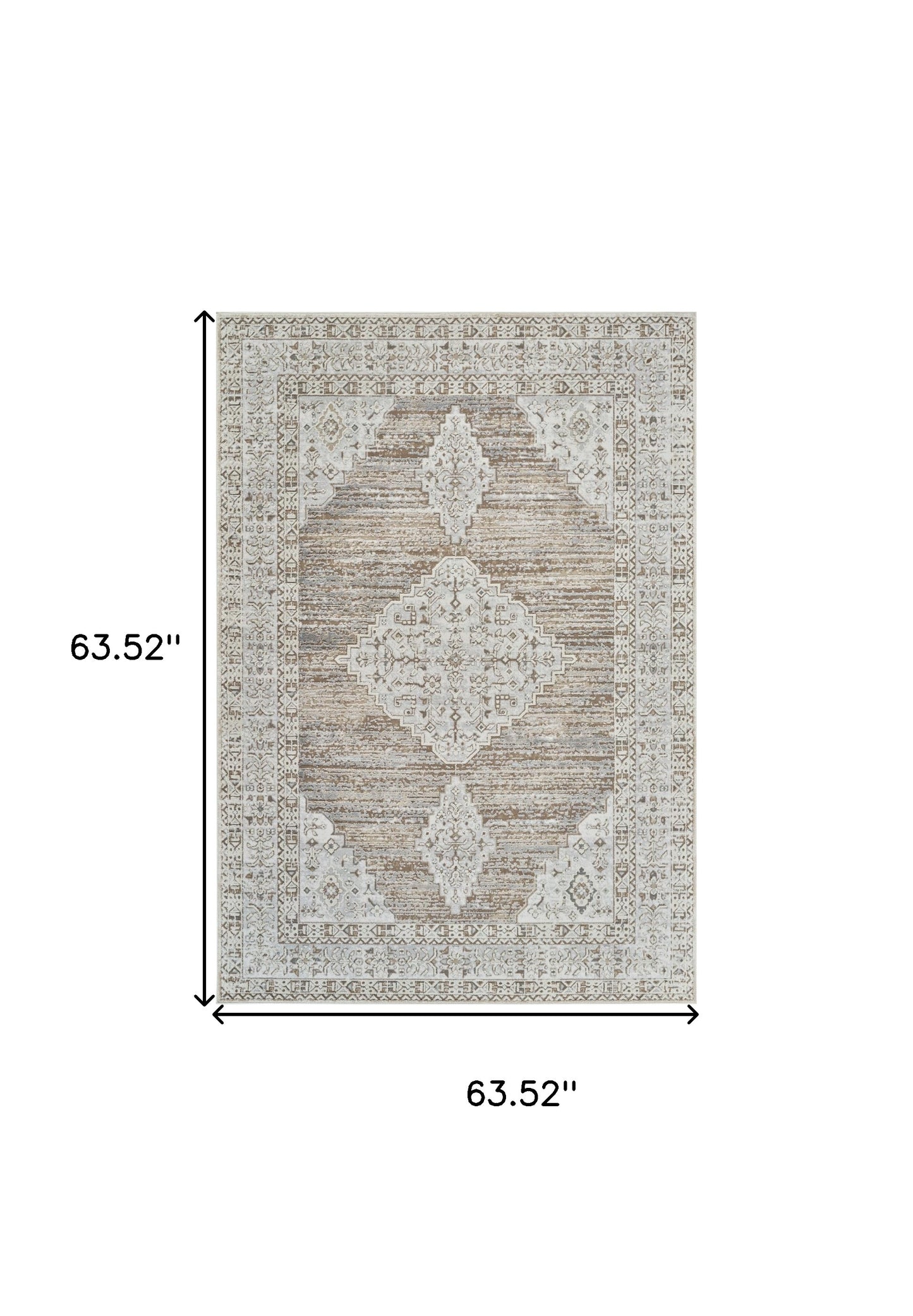 5' X 8' Beige and Brown Abstract Distressed Area Rug