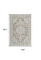 7' X 10' Beige and Brown Abstract Distressed Area Rug