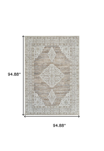 8' X 11' Beige and Brown Abstract Distressed Area Rug