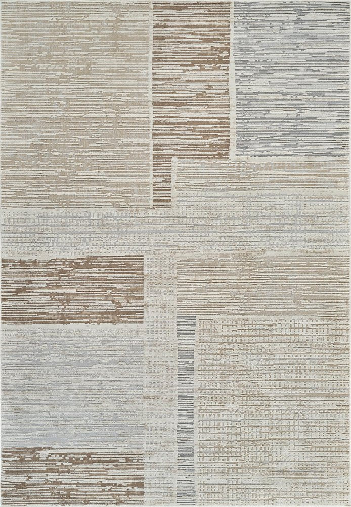 4' X 6' Beige and Brown Abstract Distressed Area Rug