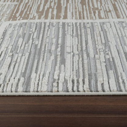 4' X 6' Beige and Brown Abstract Distressed Area Rug