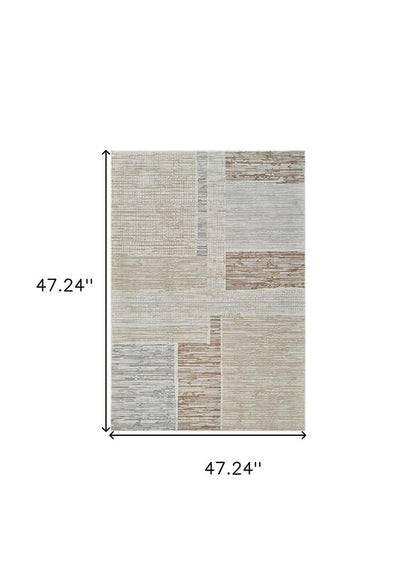 4' X 6' Beige and Brown Abstract Distressed Area Rug