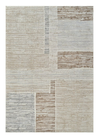 4' X 6' Beige and Brown Abstract Distressed Area Rug