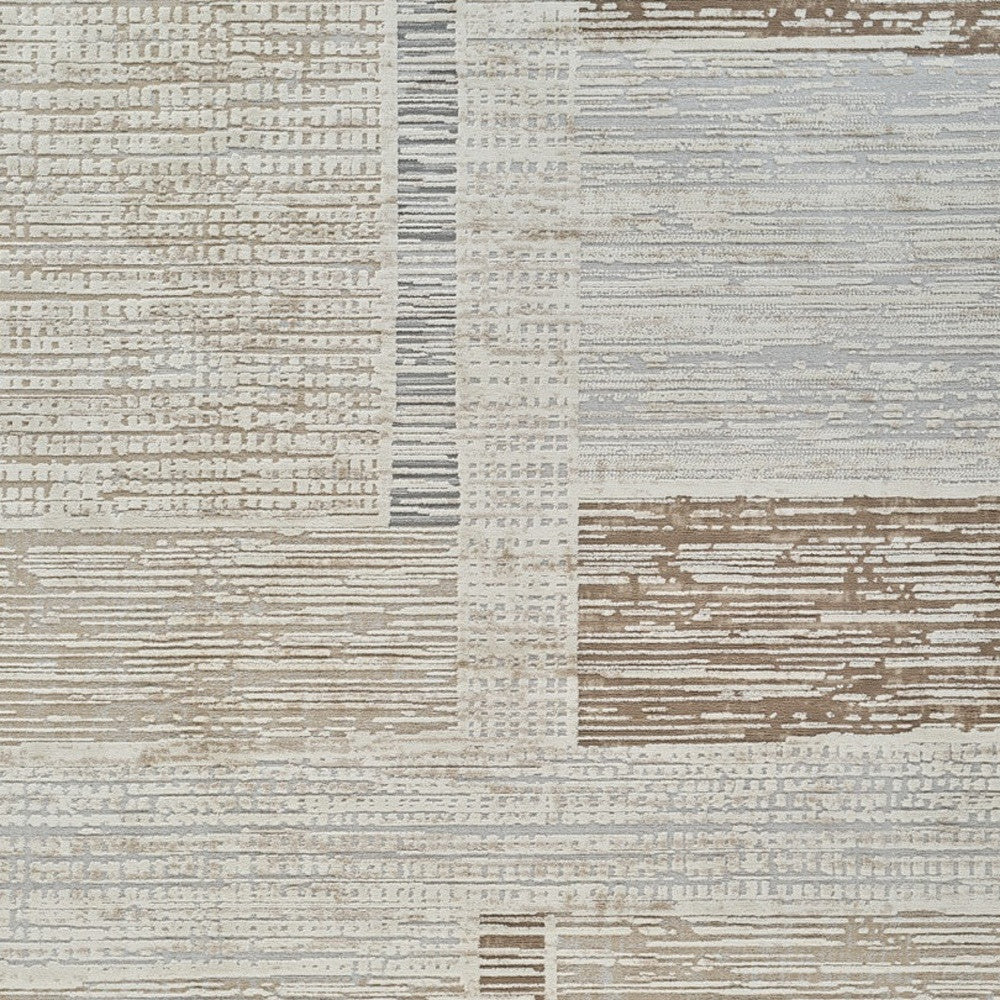 5' X 8' Beige and Brown Abstract Distressed Area Rug