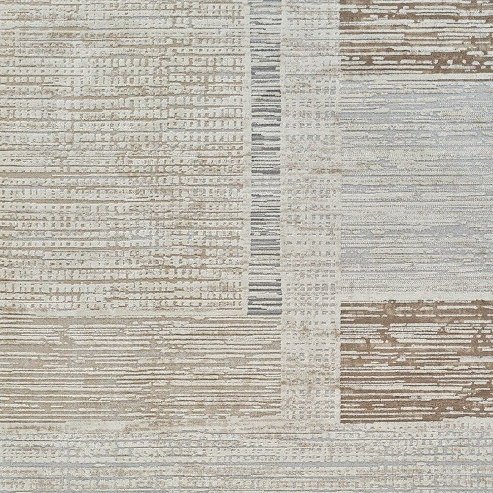 5' X 8' Beige and Brown Abstract Distressed Area Rug