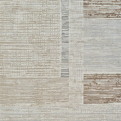 5' X 8' Beige and Brown Abstract Distressed Area Rug
