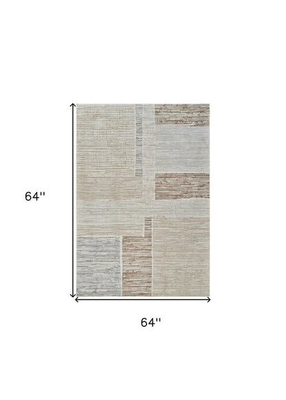 5' X 8' Beige and Brown Abstract Distressed Area Rug
