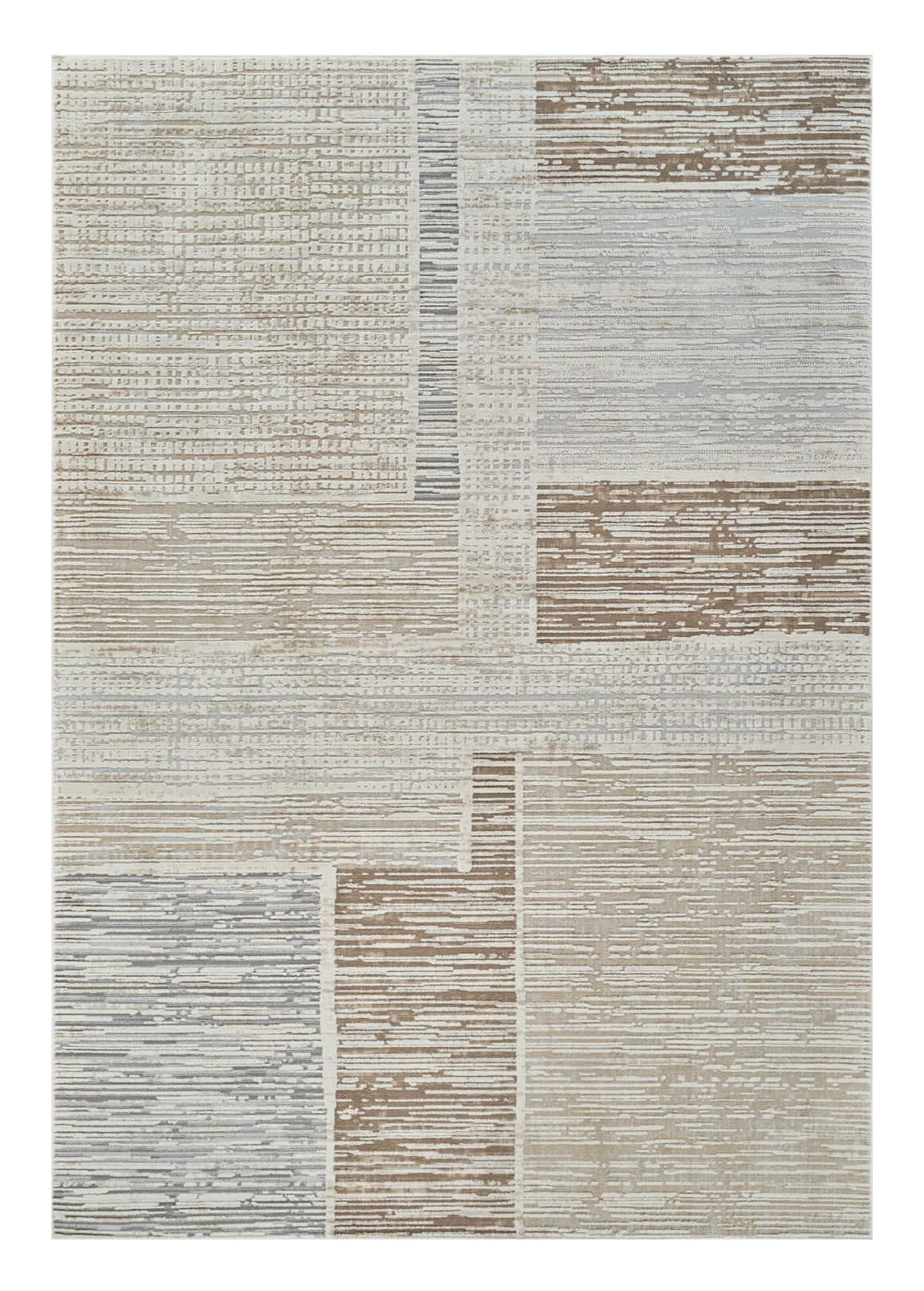 5' X 8' Beige and Brown Abstract Distressed Area Rug