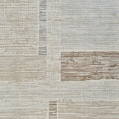 7' X 10' Beige and Brown Abstract Distressed Area Rug