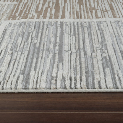 7' X 10' Beige and Brown Abstract Distressed Area Rug