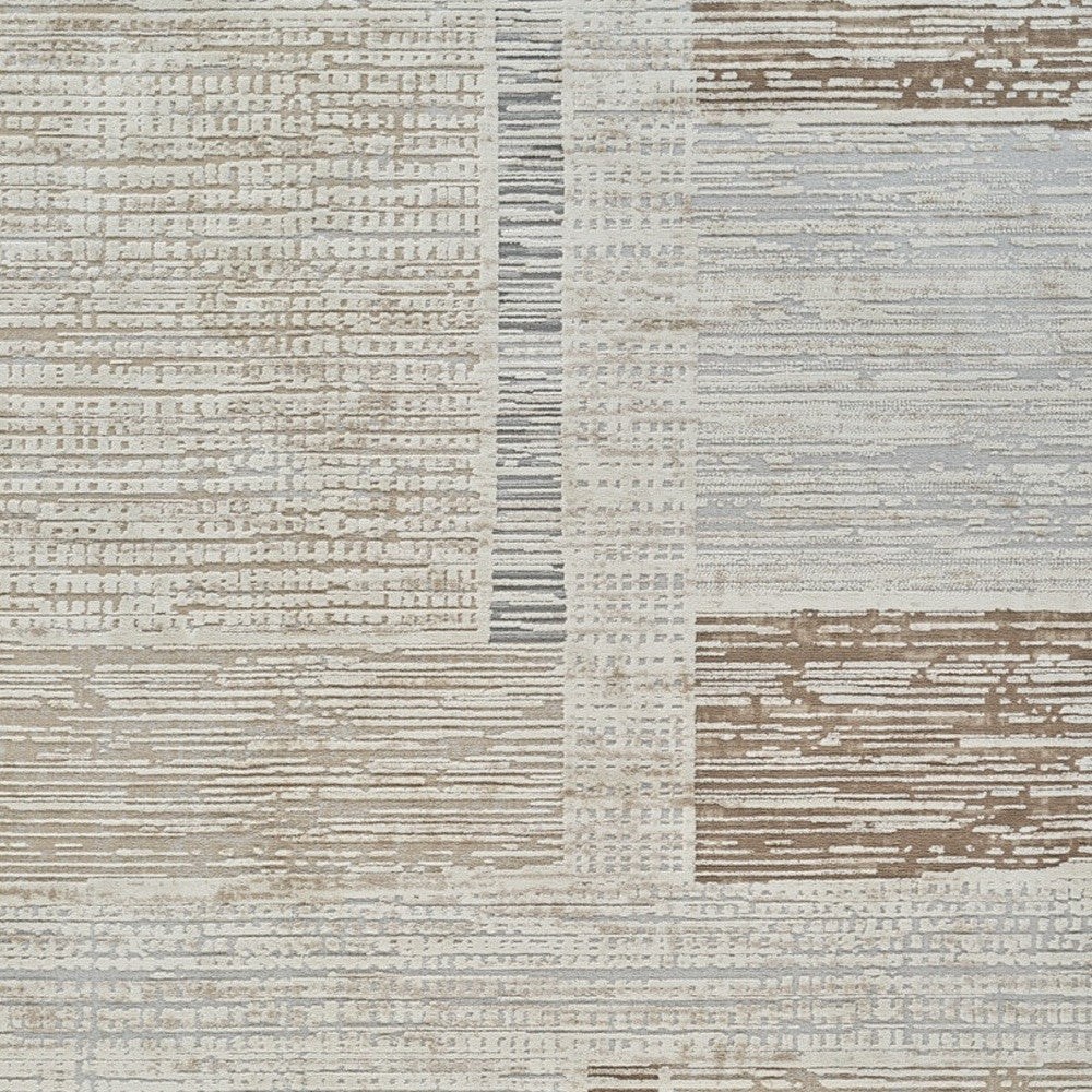 8' X 11' Beige and Brown Abstract Distressed Area Rug