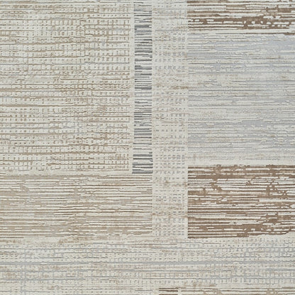 8' X 11' Beige and Brown Abstract Distressed Area Rug