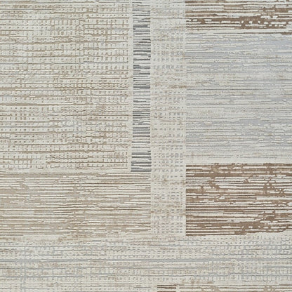 8' X 11' Beige and Brown Abstract Distressed Area Rug