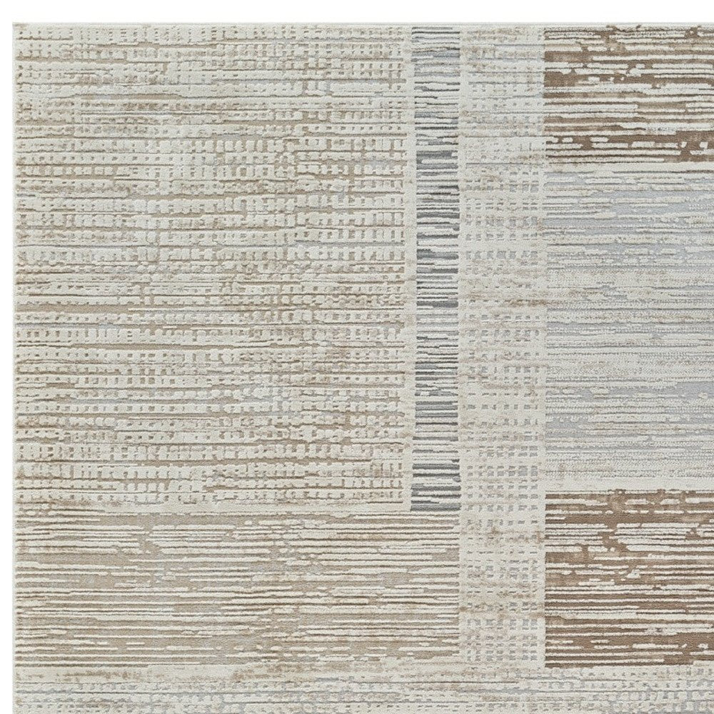 8' X 11' Beige and Brown Abstract Distressed Area Rug