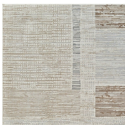 8' X 11' Beige and Brown Abstract Distressed Area Rug