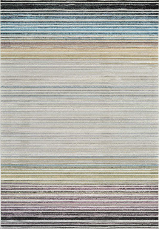 5' X 8' Beige and Blue Abstract Distressed Area Rug