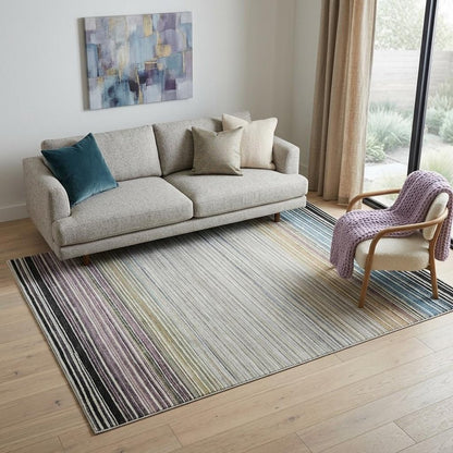 5' X 8' Beige and Blue Abstract Distressed Area Rug