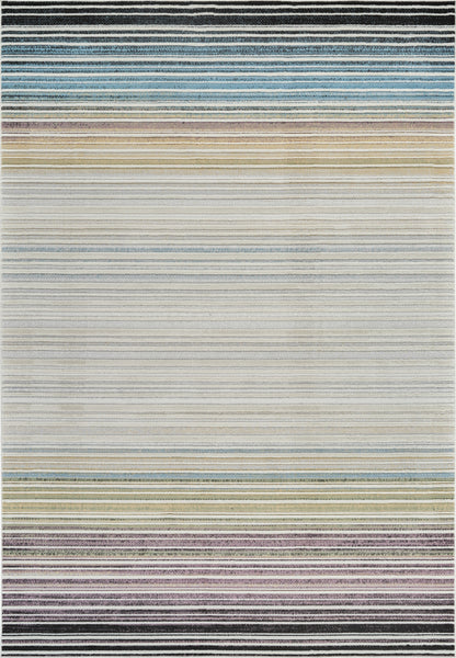 7' X 10' Beige and Blue Abstract Distressed Area Rug