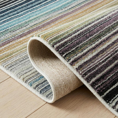 7' X 10' Beige and Blue Abstract Distressed Area Rug