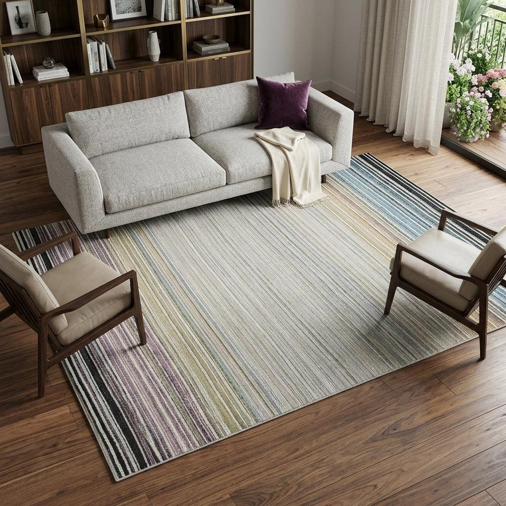 8' X 11' Beige and Blue Abstract Distressed Area Rug