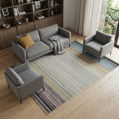 8' X 11' Beige and Blue Abstract Distressed Area Rug