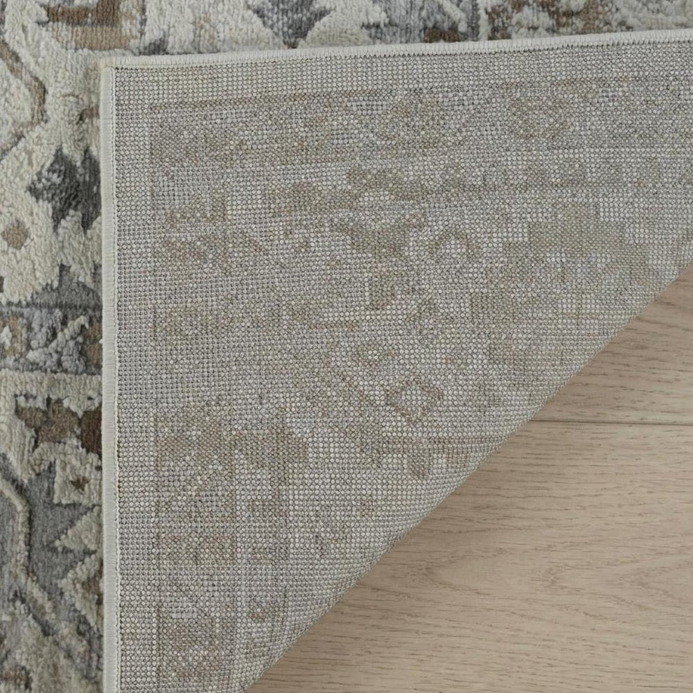4' X 6' Gray and Beige Oriental Distressed Area Rug