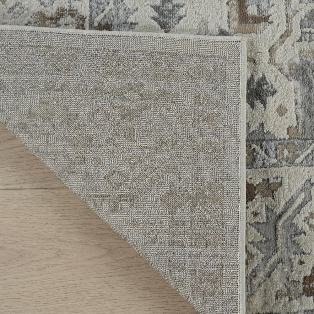 4' X 6' Gray and Beige Oriental Distressed Area Rug