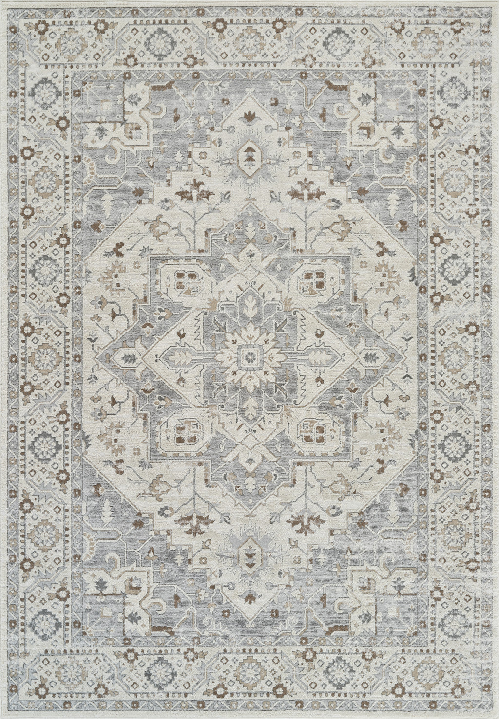 4' X 6' Gray and Beige Oriental Distressed Area Rug