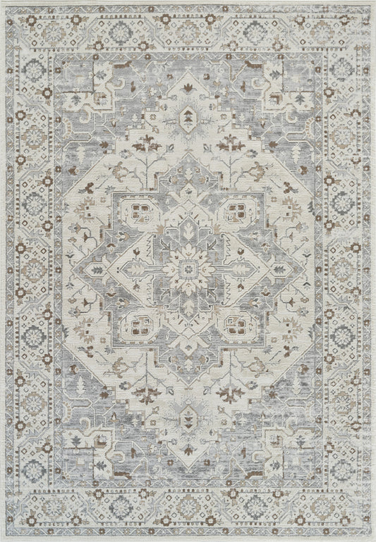 4' X 6' Gray and Beige Oriental Distressed Area Rug