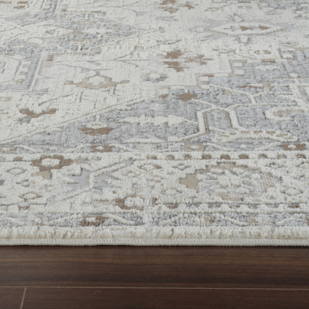 4' X 6' Gray and Beige Oriental Distressed Area Rug