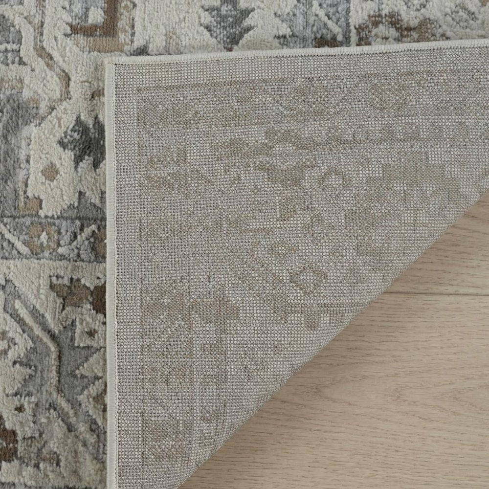 4' X 6' Gray and Beige Oriental Distressed Area Rug