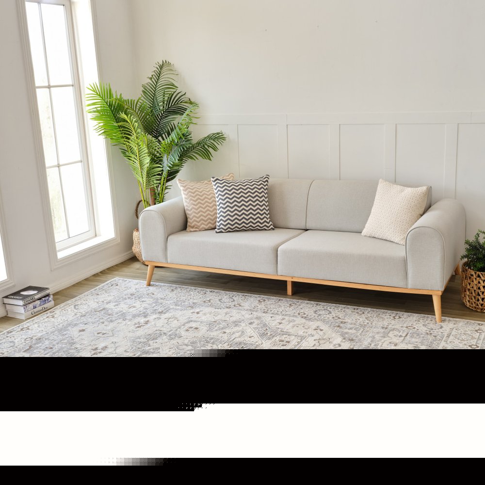 5' X 8' Gray and Beige Oriental Distressed Area Rug