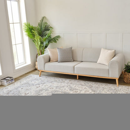 5' X 8' Gray and Beige Oriental Distressed Area Rug