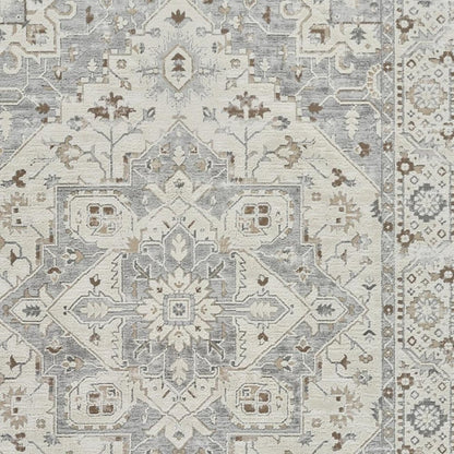 5' X 8' Gray and Beige Oriental Distressed Area Rug