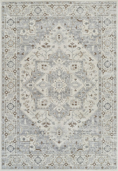7' X 10' Gray and Beige Oriental Distressed Area Rug