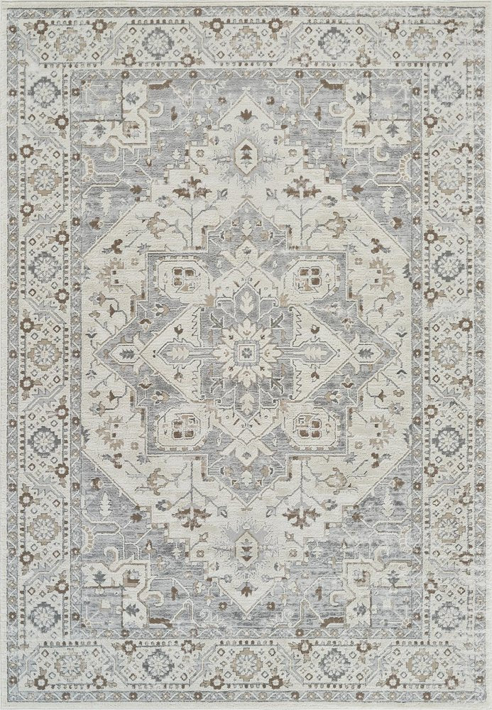7' X 10' Gray and Beige Oriental Distressed Area Rug