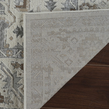 7' X 10' Gray and Beige Oriental Distressed Area Rug