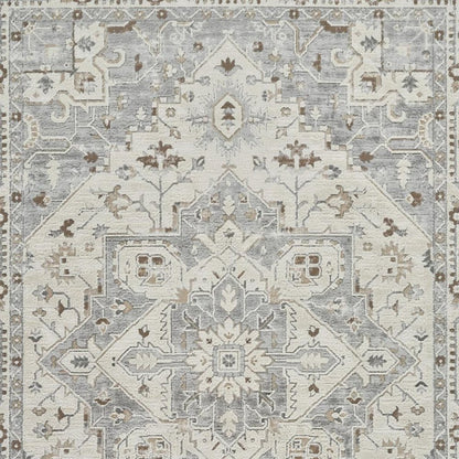 7' X 10' Gray and Beige Oriental Distressed Area Rug