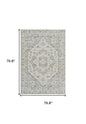 7' X 10' Gray and Beige Oriental Distressed Area Rug